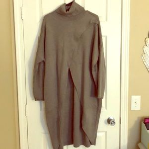 Long grey open sweater